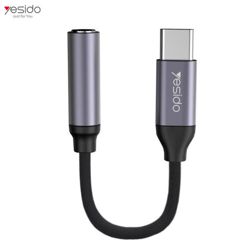 YAU19 Type-C till 3,5 mm AUX Adapterkabel  Aluminium & Nylon