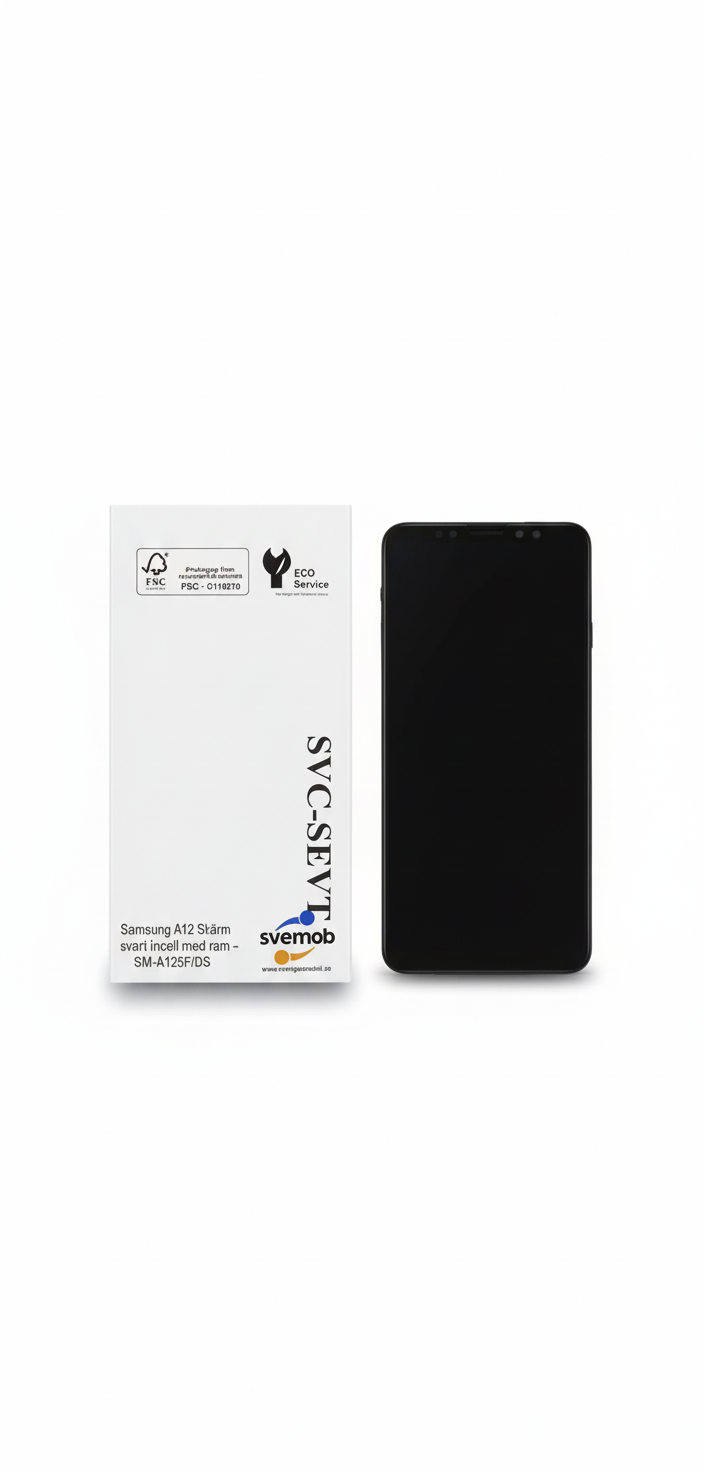 Samsung A12 Skärm svart incell med ram - SM-A125F/DS