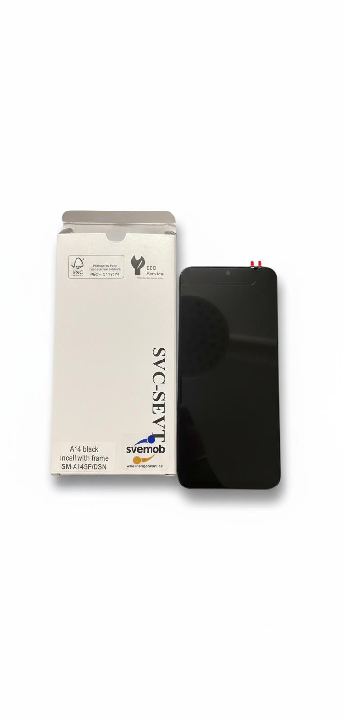 Samsung Galaxy A14 Svart Incell Skärm med Ram (SM-A145F/DSN)