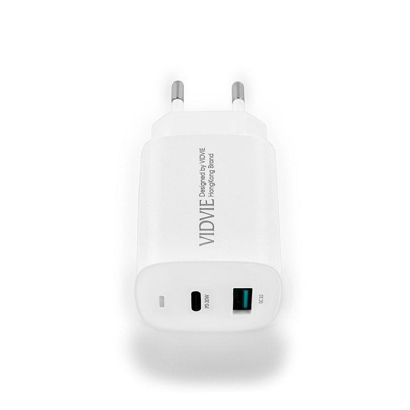 VIDVIE Snabbladdare USB+TYPE-c uttag lightning 1m